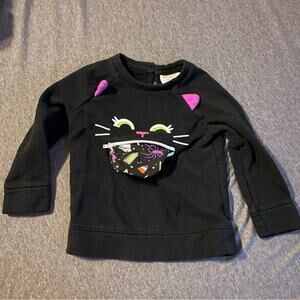 Cat & Jack Black Kitty Cat Sweatshirt Halloween Candy Cute Toddler 3T